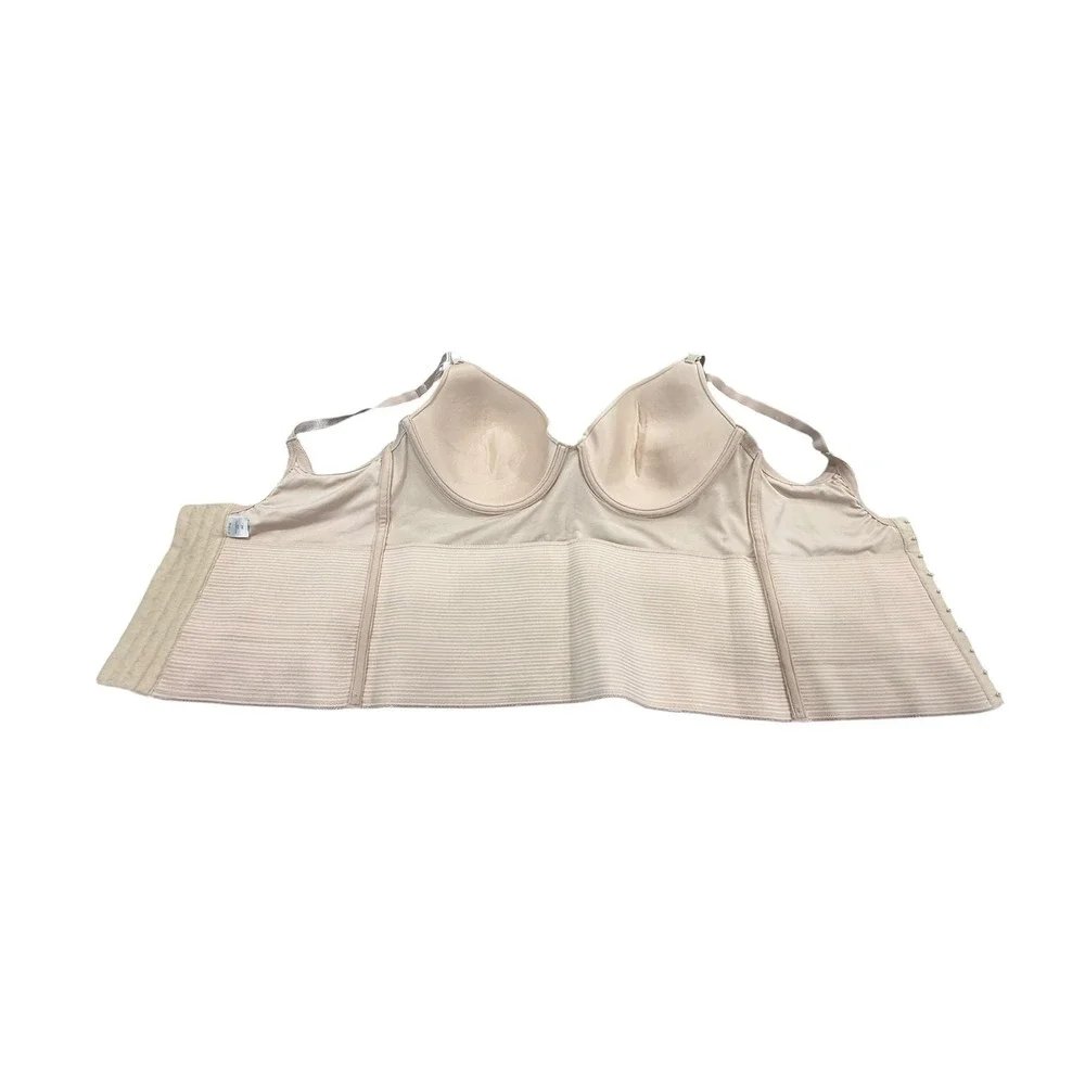 Victoria's Secret PINK Beige Longline Underwire Molded Cup‎ Bra 36C Nude Bustier